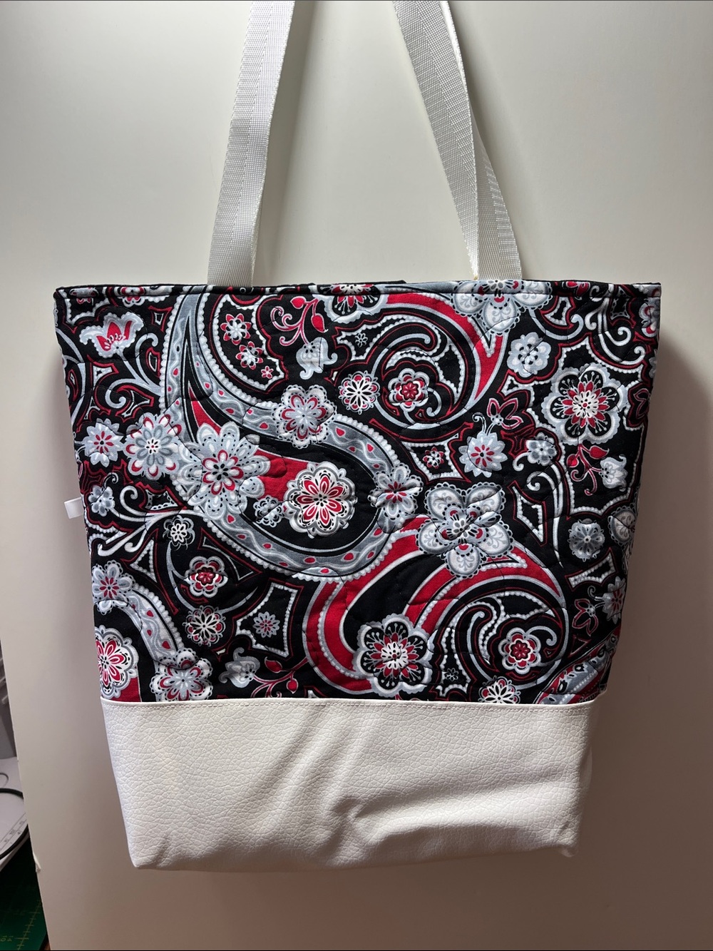 Stylish Black & Red Floral Tote Bag